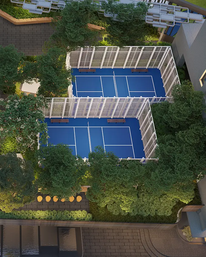 Outdoor basketball court at Altis Ocean Cliffs residential community