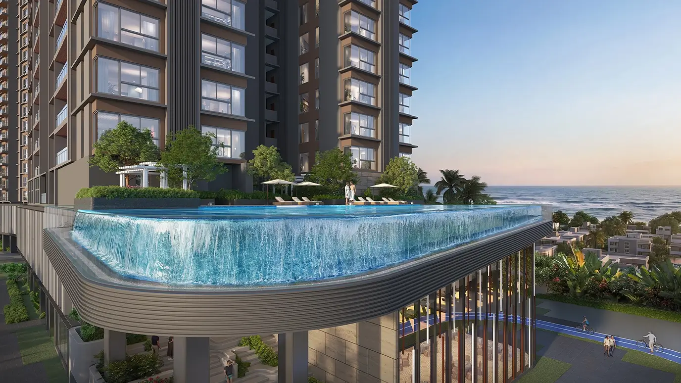 Resort-style infinity pool at Altis Ocean Cliffs clubhouse ECR